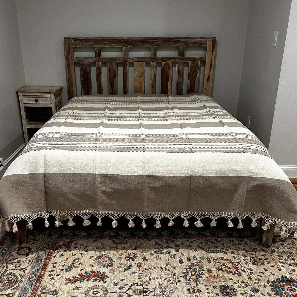 Custom size Cotton Bedspread/Quilt. From Oaxaca Mex. Hand loom, Bed covers,